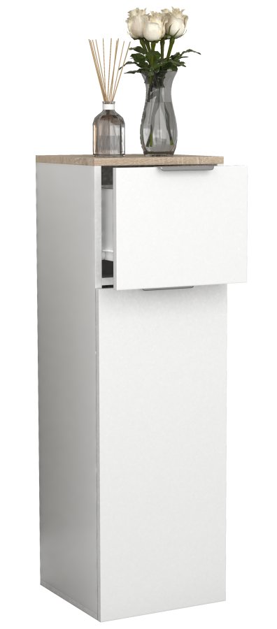 VCM NORDIC Donali badevrelseskab Midi, m. 1 lge, 1 skuffe, 1 hylde - hvid/natur melamin