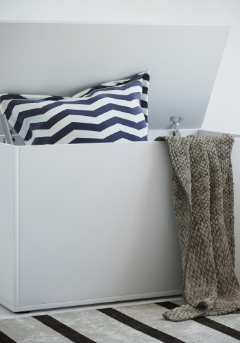 VCM NORDIC Bendola opbevaringskasse, m. lg, rektangulr - hvid tr (82x44)