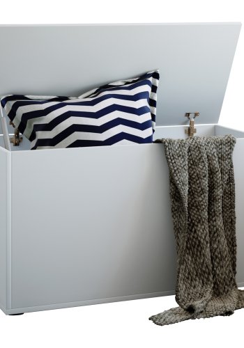 VCM NORDIC Bendola opbevaringskasse, m. lg, rektangulr - hvid tr (82x44)