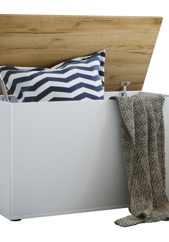 VCM NORDIC Bendola opbevaringskasse, m. lg, rektangulr - hvid/natur tr (82x44)