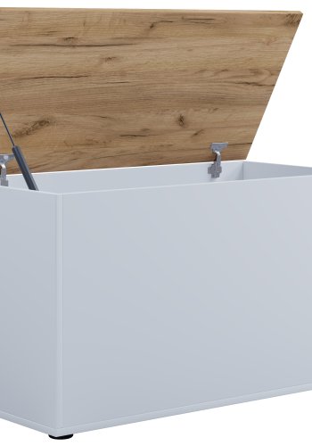 VCM NORDIC Bendola opbevaringskasse, m. lg, rektangulr - hvid/natur tr (82x44)