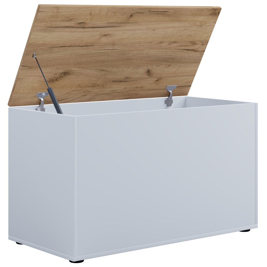 VCM NORDIC Bendola opbevaringskasse, m. lg, rektangulr - hvid/natur tr (82x44)