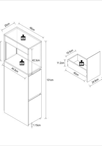 VCM NORDIC Tasalo rumdeler badevrelsesskab, m. 1 rullelge, 2 skuffer - natur tr