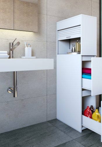 VCM NORDIC Tasalo rumdeler badevrelsesskab, m. 1 rullelge, 2 skuffer - hvid tr