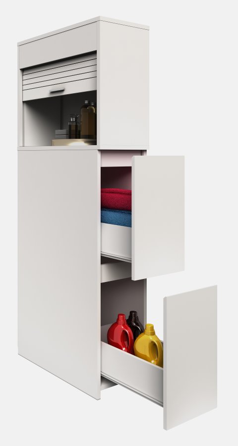 VCM NORDIC Tasalo rumdeler badevrelsesskab, m. 1 rullelge, 2 skuffer - hvid tr