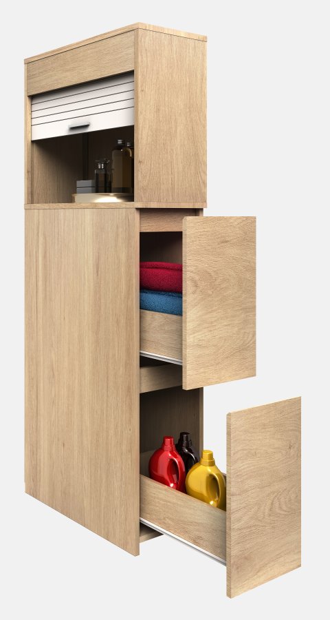 VCM NORDIC Tasalo rumdeler badevrelsesskab, m. 1 rullelge, 2 skuffer - natur tr