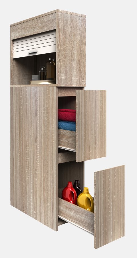 VCM NORDIC Tasalo rumdeler badevrelsesskab, m. 1 rullelge, 2 skuffer - natur tr