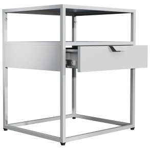 VCM NORDIC Flokas M sengebord, m. 1 bent rum og 1 skuffe - hvid metal (45x40)