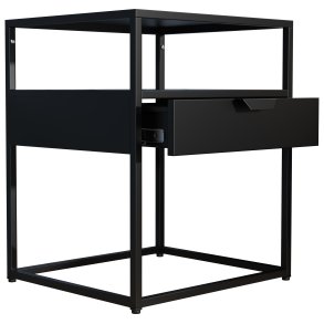 VCM NORDIC Flokas M sengebord, m. 1 bent rum og 1 skuffe - sort metal (45x40)