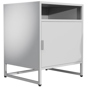 VCM NORDIC Flokas L sengebord, m. 1 bent rum og 1 lge - hvid metal (45x40)