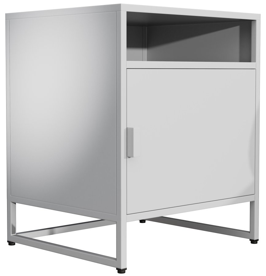 VCM NORDIC Flokas L sengebord, m. 1 bent rum og 1 lge - hvid metal (45x40)