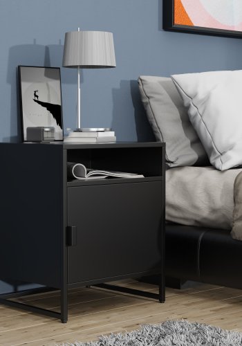 VCM NORDIC Flokas L sengebord, m. 1 bent rum og 1 lge - sort metal (45x40)