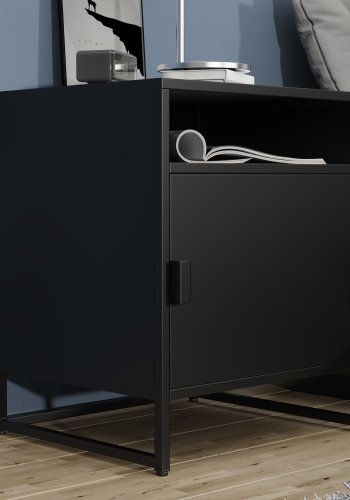 VCM NORDIC Flokas L sengebord, m. 1 bent rum og 1 lge - sort metal (45x40)