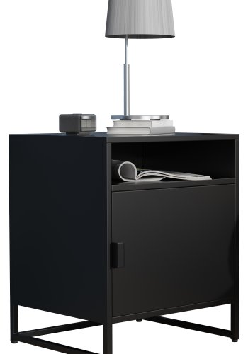 VCM NORDIC Flokas L sengebord, m. 1 bent rum og 1 lge - sort metal (45x40)