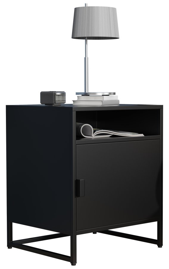 VCM NORDIC Flokas L sengebord, m. 1 bent rum og 1 lge - sort metal (45x40)