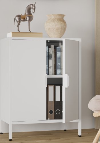 VCM NORDIC Flokas S skab, m. 2 lger og 1 hylde - hvid stl