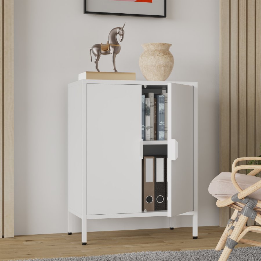 VCM NORDIC Flokas S skab, m. 2 lger og 1 hylde - hvid stl