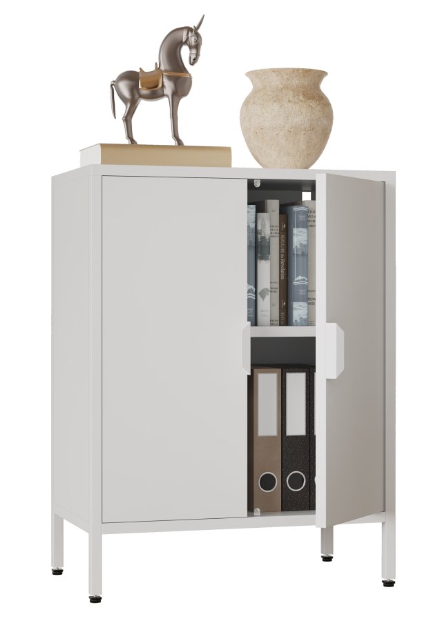 VCM NORDIC Flokas S skab, m. 2 lger og 1 hylde - hvid stl