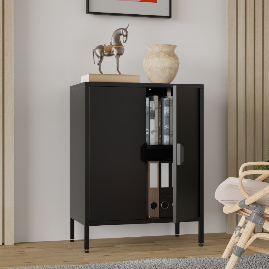 VCM NORDIC Flokas S skab, m. 2 lger og 1 hylde - sort stl