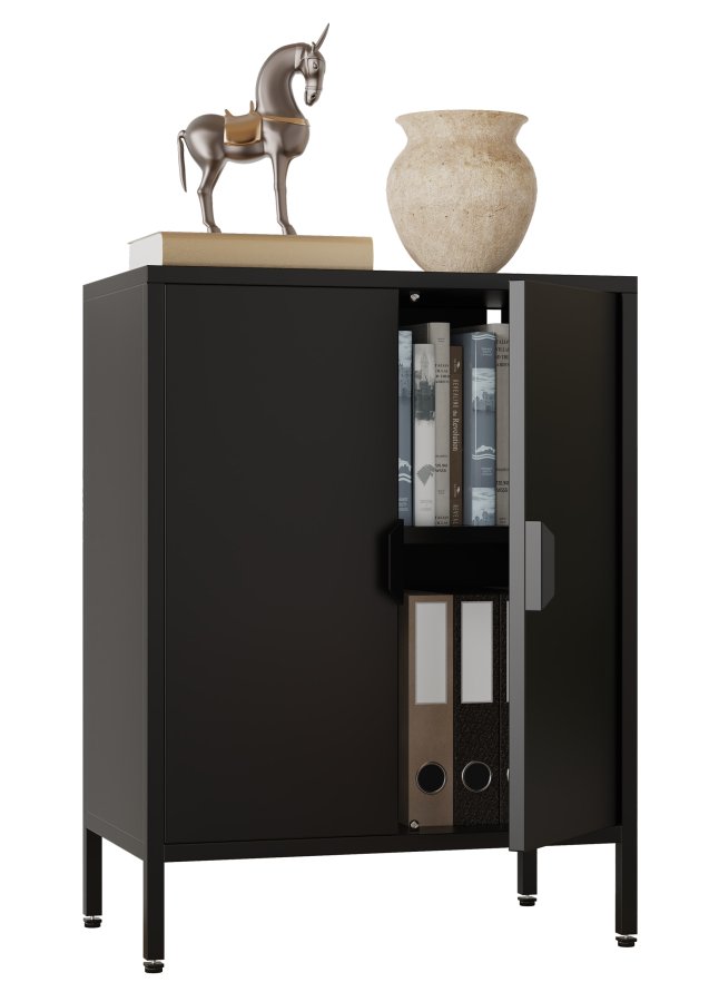 VCM NORDIC Flokas S skab, m. 2 lger og 1 hylde - sort stl