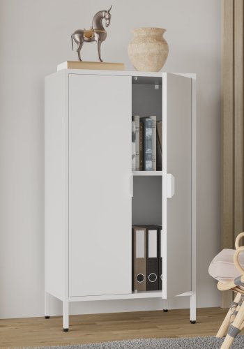 VCM NORDIC Flokas M skab, m. 2 lger og 1 hylde - hvid stl