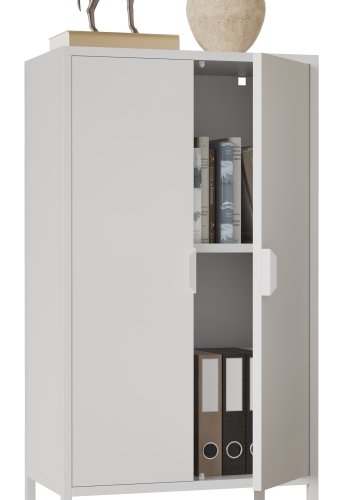 VCM NORDIC Flokas M skab, m. 2 lger og 1 hylde - hvid stl