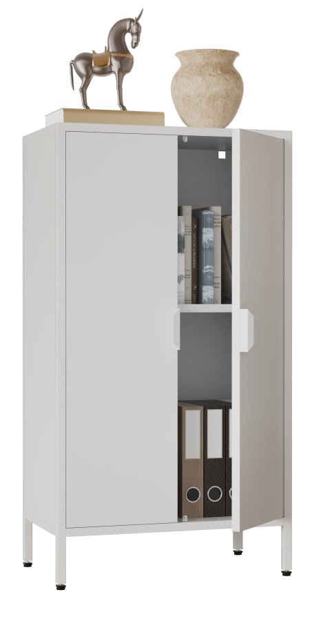 VCM NORDIC Flokas M skab, m. 2 lger og 1 hylde - hvid stl