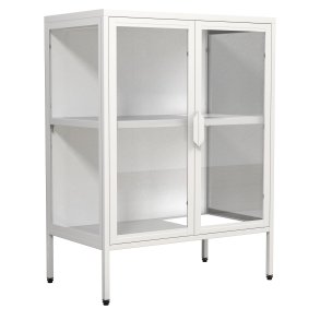 VCM NORDIC Floka S vitrineskab, m. 2 lger og 1 hylde - glas og hvid stl