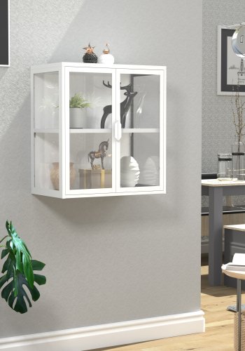 VCM NORDIC Flokas S vgskab, m. 2 lger og 1 hylde - glas og hvid stl