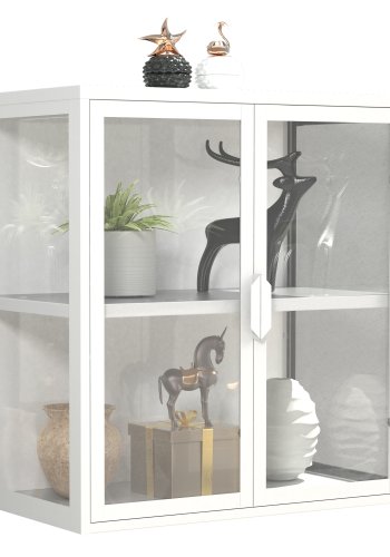 VCM NORDIC Flokas S vgskab, m. 2 lger og 1 hylde - glas og hvid stl