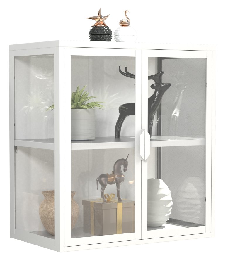 VCM NORDIC Flokas S vgskab, m. 2 lger og 1 hylde - glas og hvid stl