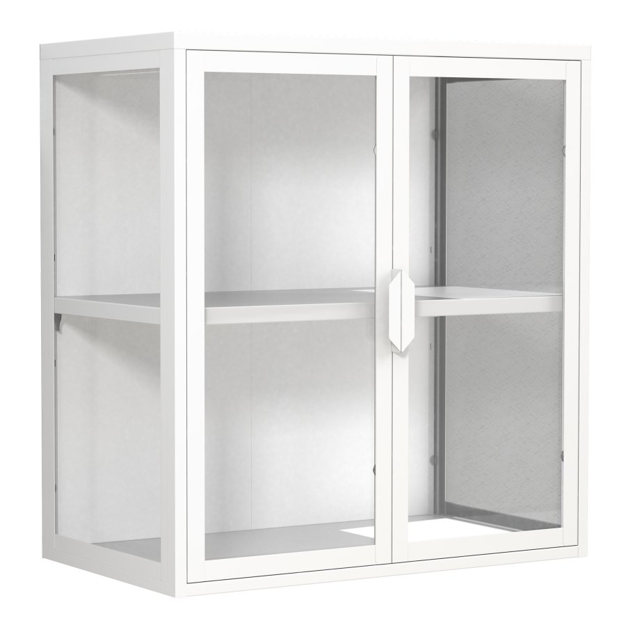 VCM NORDIC Flokas S vgskab, m. 2 lger og 1 hylde - glas og hvid stl