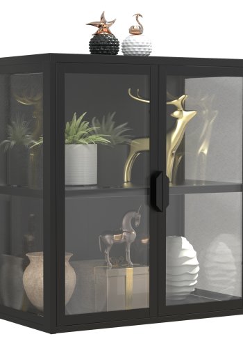 VCM NORDIC Flokas S vgskab, m. 2 lger og 1 hylde - glas og sort stl