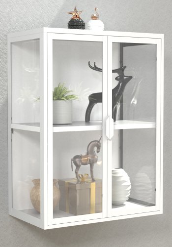 VCM NORDIC Flokas M vgskab, m. 2 lger og 1 hylde - glas og hvid stl