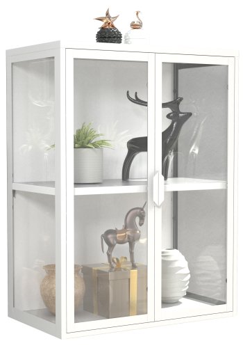 VCM NORDIC Flokas M vgskab, m. 2 lger og 1 hylde - glas og hvid stl