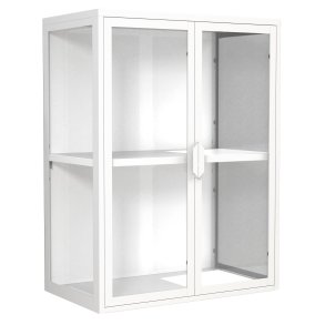 VCM NORDIC Flokas M vgskab, m. 2 lger og 1 hylde - glas og hvid stl