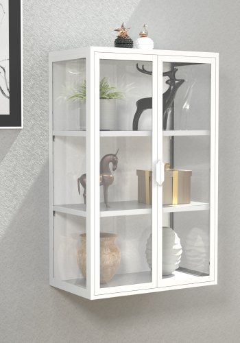 VCM NORDIC Flokas L vgskab, m. 2 lger og 2 hylder - glas og hvid stl