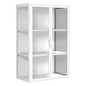 VCM NORDIC Flokas L vgskab, m. 2 lger og 2 hylder - glas og hvid stl