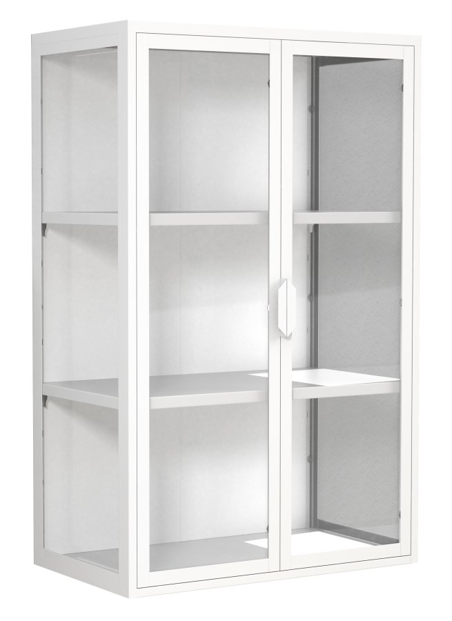 VCM NORDIC Flokas L vgskab, m. 2 lger og 2 hylder - glas og hvid stl