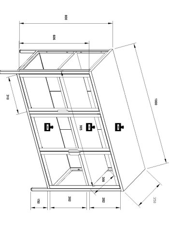 VCM NORDIC Floka L vitrineskab, m. 3 lger og 1 hylde - glas og sort stl