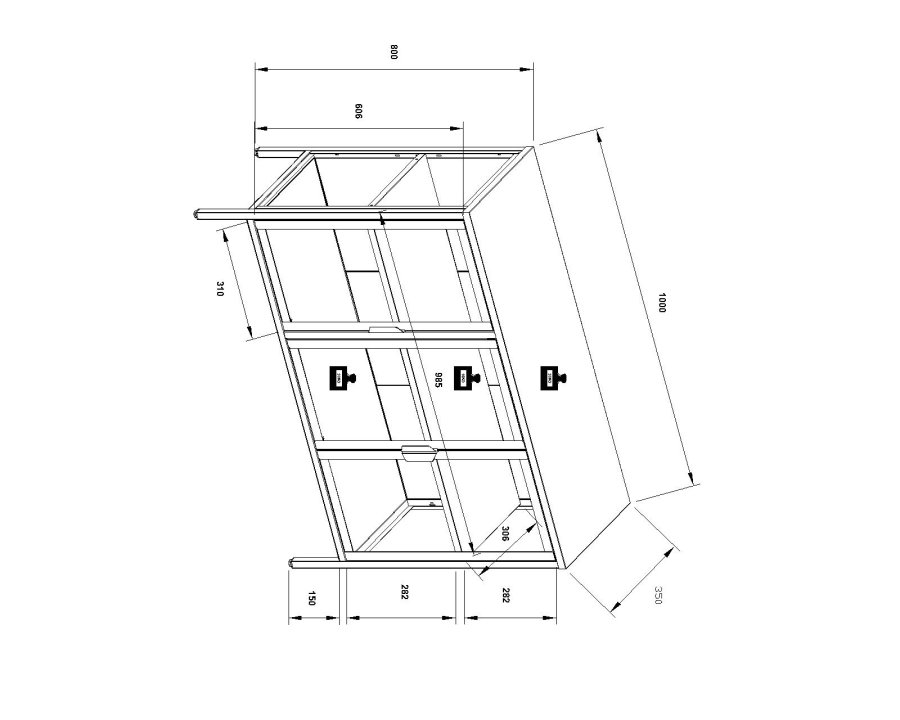 VCM NORDIC Floka L vitrineskab, m. 3 lger og 1 hylde - glas og sort stl