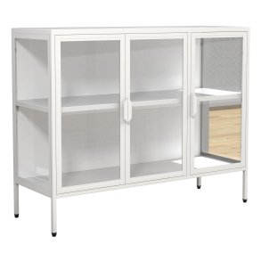 VCM NORDIC Floka L vitrineskab, m. 3 lger og 1 hylde - glas og hvid stl