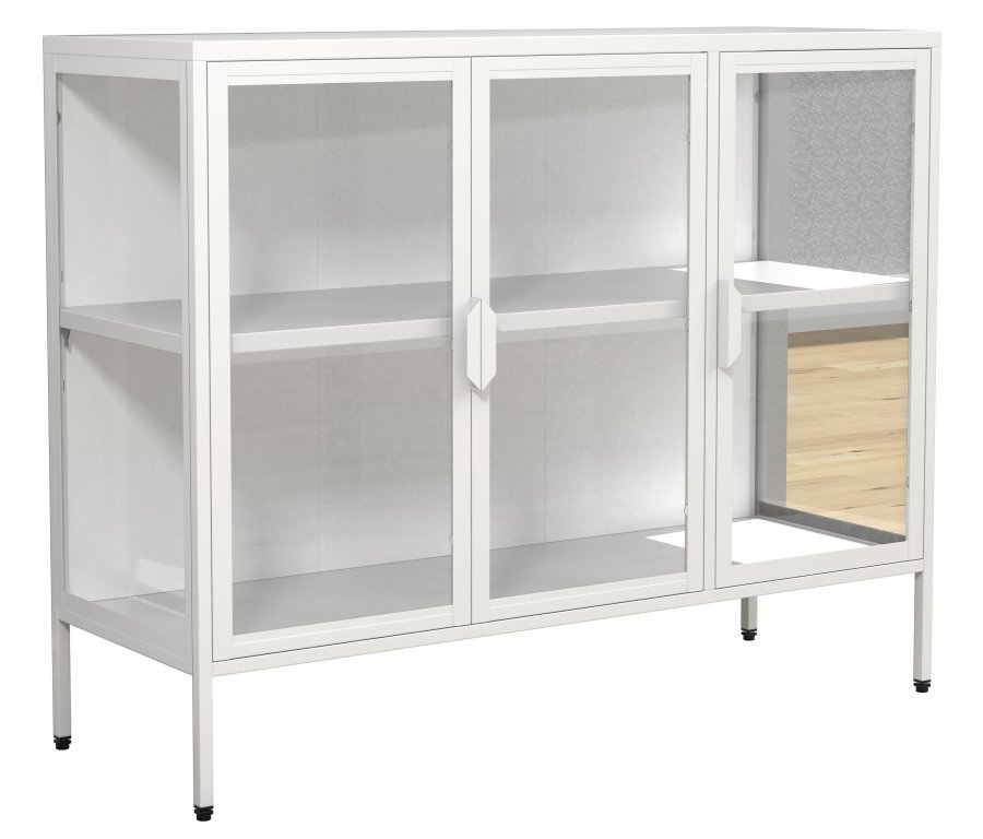 VCM NORDIC Floka L vitrineskab, m. 3 lger og 1 hylde - glas og hvid stl