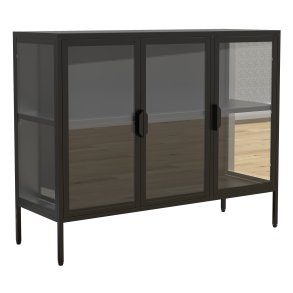 VCM NORDIC Floka L vitrineskab, m. 3 lger og 1 hylde - glas og sort stl