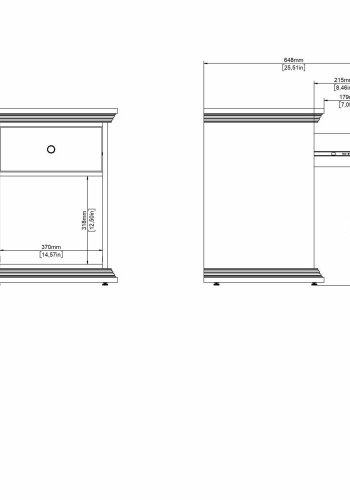 TVILUM North sengebord med 1 skuffe, mat sort, 47,8 x 43,3 x 63,4 cm