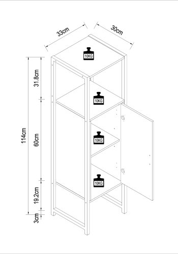 VCM NORDIC Edino badevrelseskab Midi, m. 1 lge - hvid melamin