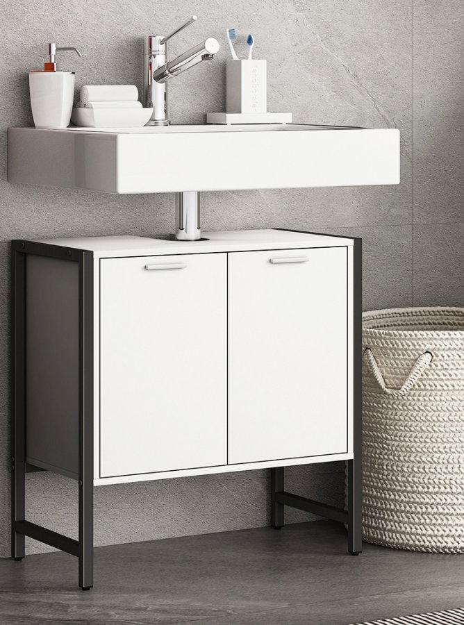 VCM NORDIC Edino badevrelsesunderskab til hndvask, m. 2 lger - hvid melamin