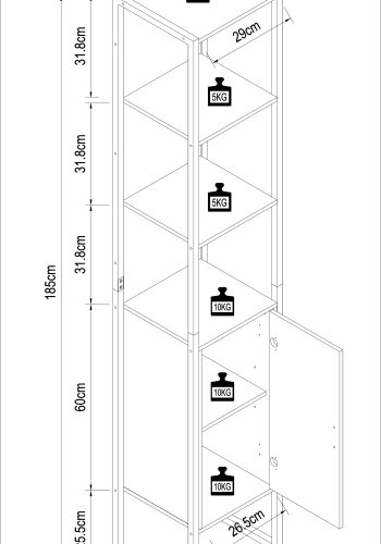 VCM NORDIC Edino badevrelseskab Hj, m. 1 lge og 3 hylder - hvid melamin