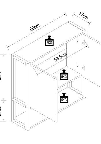 VCM NORDIC Edino badevrelsesskab, m. spejl, 2 lger, 1 hylde - hvid tr