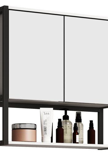 VCM NORDIC Edino badevrelsesskab, m. spejl, 2 lger, 1 hylde - hvid tr